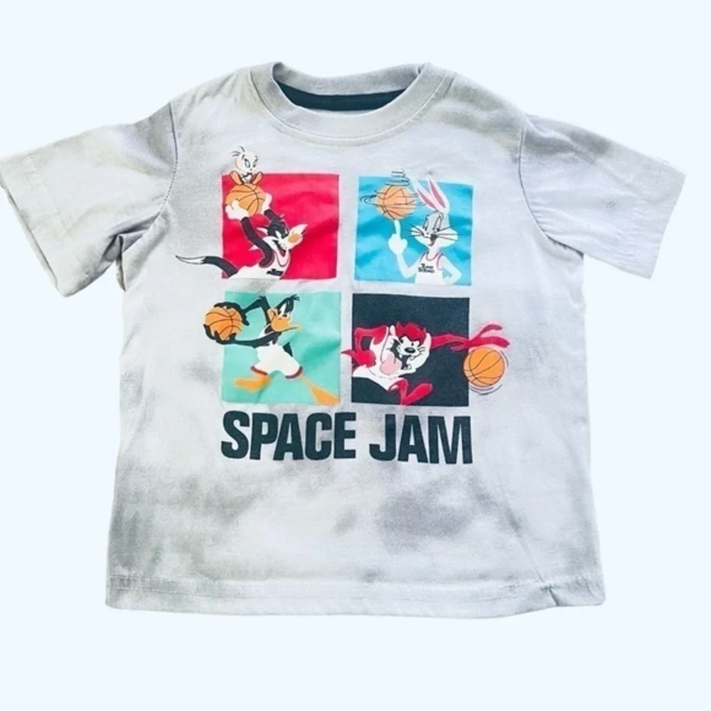 Space Jam pajama top tie-dye gray graphic design Boys 4